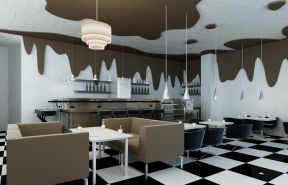 咖啡厅装修效果图 现代简约黑白风格