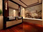 新中式風(fēng)格浴室深褐色木地板裝修效果圖片
