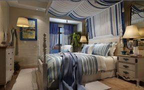 地中海风格卧室床缦装修效果图片