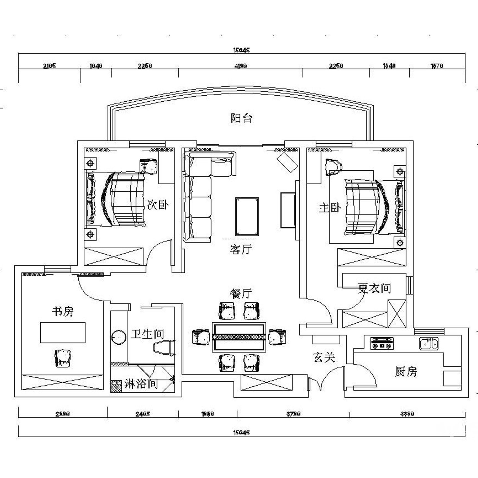 小型別墅兩房戶型圖