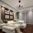 现代美式风格客厅白色窗帘装修设计效果图片