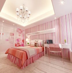 女孩儿童房衣柜推拉门装修效果图大全2016款