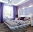 现代简约卧室紫色窗帘装修效果图片