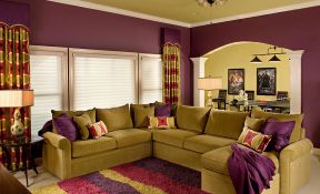 美式客厅装修效果图大全2020图 紫色墙面装修效果图片
