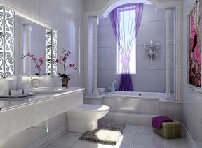 别墅卫生间台阶浴缸设计装修效果图片