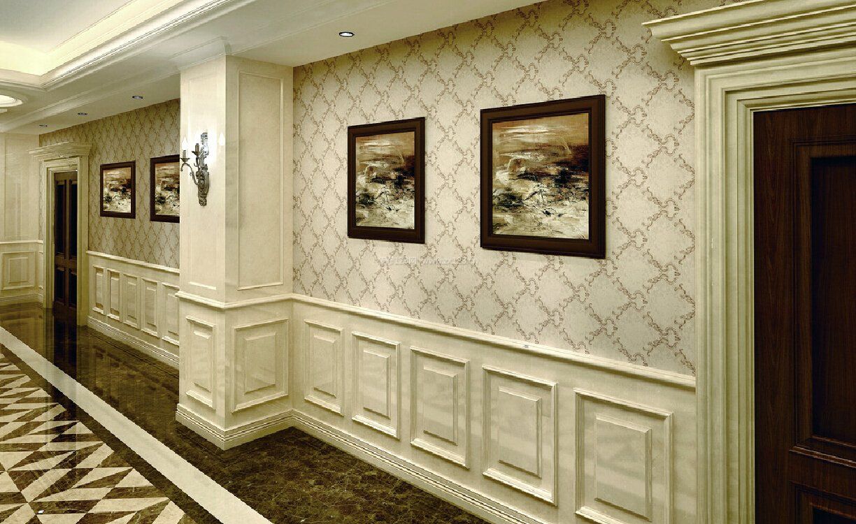 宾馆走廊背景墙墙纸装修效果图