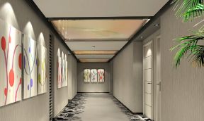宾馆走廊效果图 灰色墙面装修效果图片