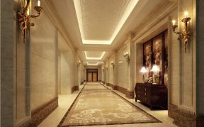 宾馆走廊效果图 拼花地砖装修效果图片
