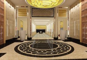 宾馆走廊效果图 美式用欧式的拼花地砖