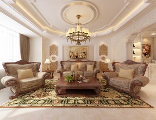 欧式古典客厅沙发摆放设计装修效果图片