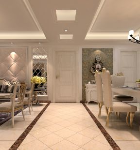 2023室内欧式风格走廊和客厅吊顶装修图片