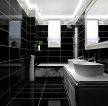 现代卫生间黑色地砖装修设计效果图片