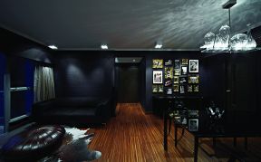 现代时尚风格室内黑色墙面装修效果图片