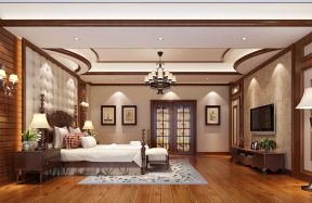 联排别墅美式风格 大卧室装修效果图