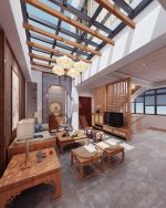 2023三室一廳中式吊頂設計裝修效果圖片