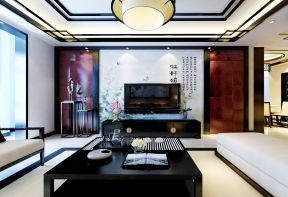 三室一廳中式 客廳電視墻裝修設(shè)計(jì)
