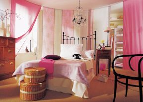 2023美式设计风格女生卧室颜色装修效果图片