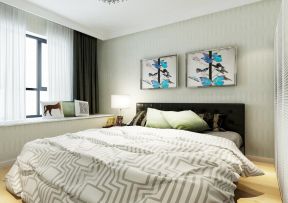 现代小卧室床头装饰画效果图