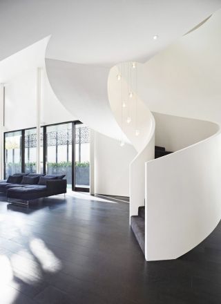现代简约小户型别墅设计螺旋楼梯图片