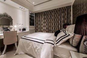 新古典卧室风格 黑白窗帘装修效果图片