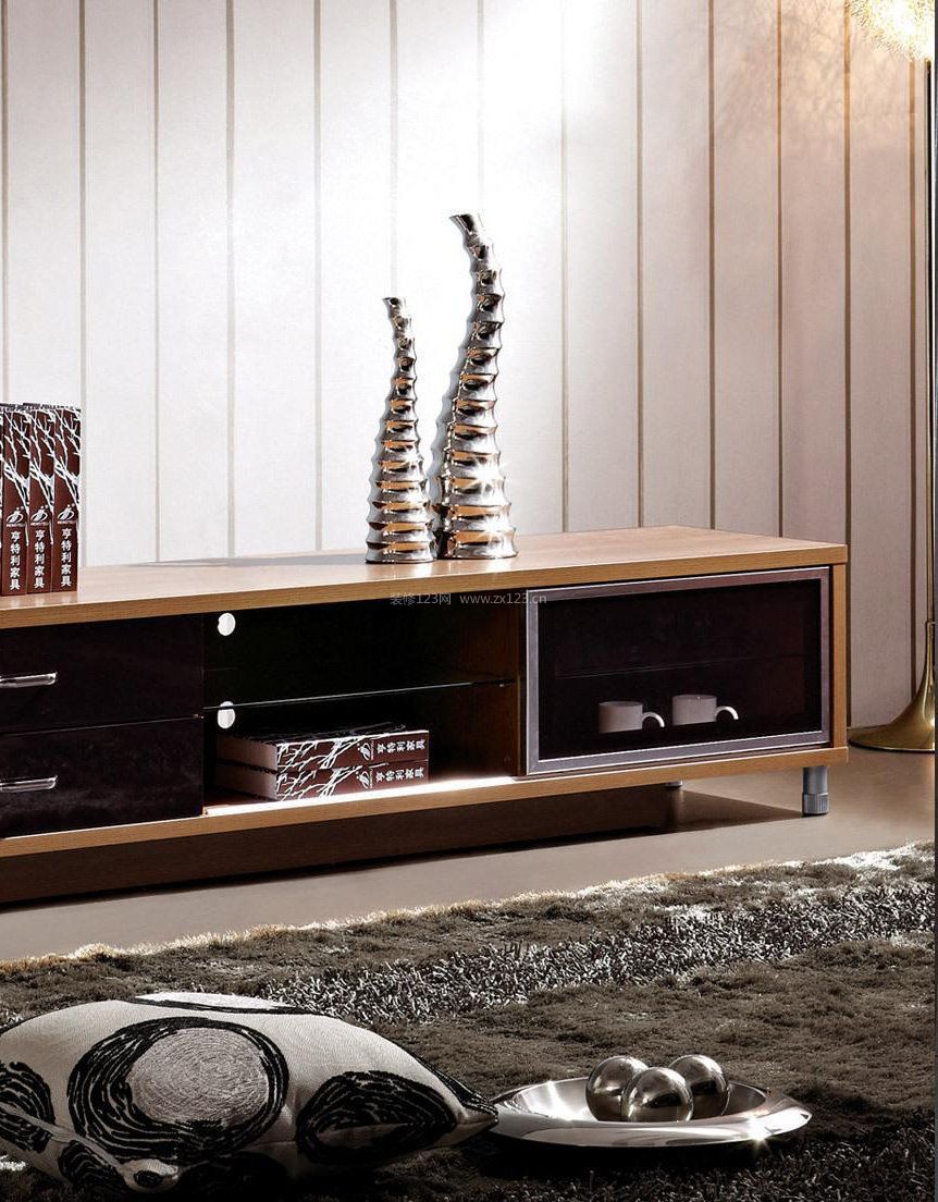 现代中式电视柜家庭室内装潢设计图
