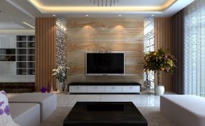 美式现代简约风格 客厅电视墙设计效果