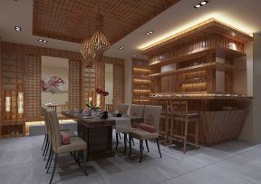 中式風格餐廳效果圖 木質(zhì)吊頂裝修效果圖片