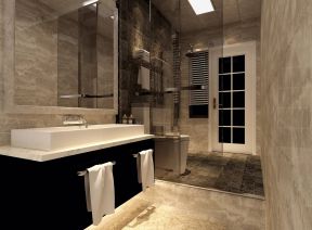 现代别墅浴室玻璃隔断设计效果图