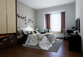 现代卧室装修效果图 飘窗窗帘装修效果图片