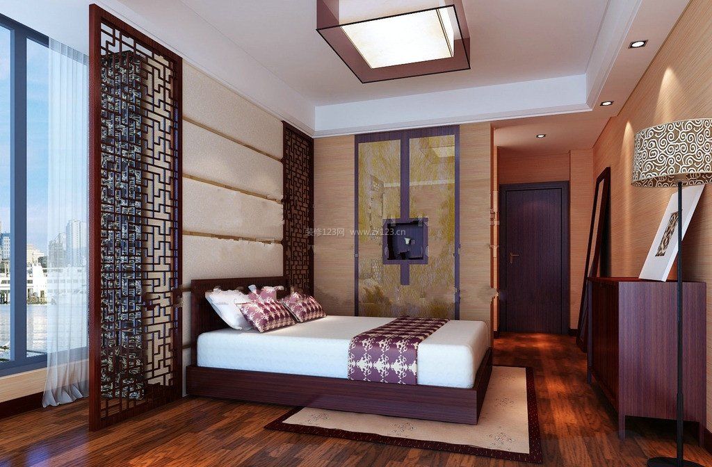 中式家装卧房 效果图