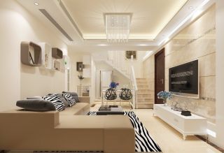 2023现代简约跃层客厅家具风格装修效果图