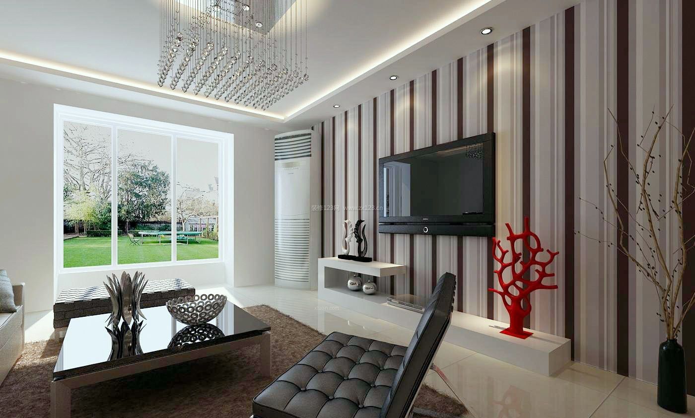 现代简约客厅布置电视墙设计图
