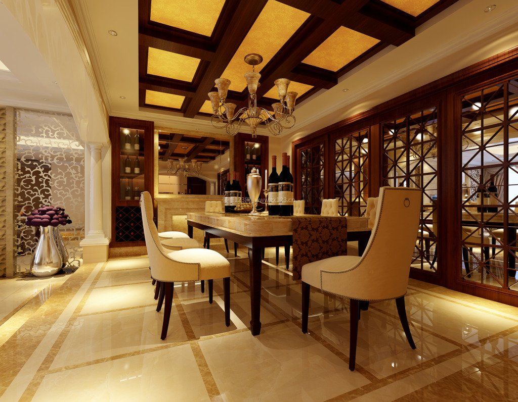 别墅室内设计豪华欧式餐厅装修效果图片