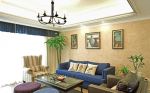 美式乡村风格样板房客厅沙发背景墙装修设计图