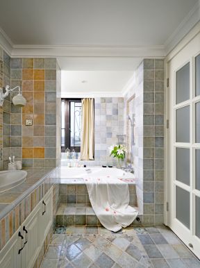 美式乡村风格样板房 浴室设计效果图
