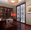 中式书房家装深褐色木地板装修效果图片