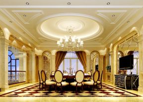 欧洲简约风格大型别墅餐厅设计效果图