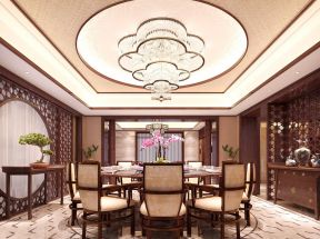 中式餐桌  新中式別墅餐廳裝修效果圖