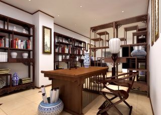中式书房家装实木书桌