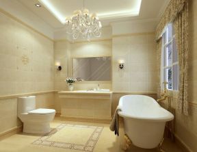 欧式浴室白色浴缸装修效果图片