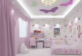 家居装修卧室效果图 粉色窗帘装修效果图片