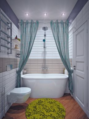 小空间卫生间浴帘设计图片