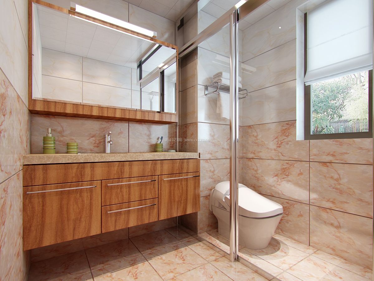 现代中式风格装修效果图 整体浴室柜图片
