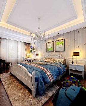 儿童床头背景墙 美式风格样板房