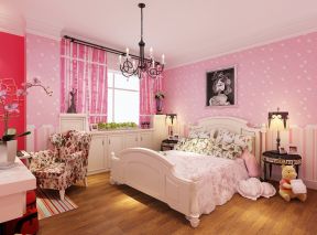 儿童床头背景墙 卧室粉色设计