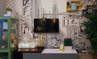 小户型欧式风格客厅电视墙设计图片