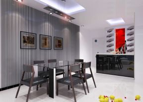 现代小型家庭餐厅条纹壁纸装修效果图片大全