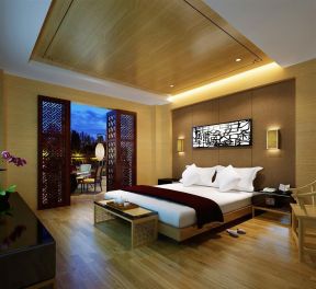 中式酒店设计元素客房天花吊顶效果图