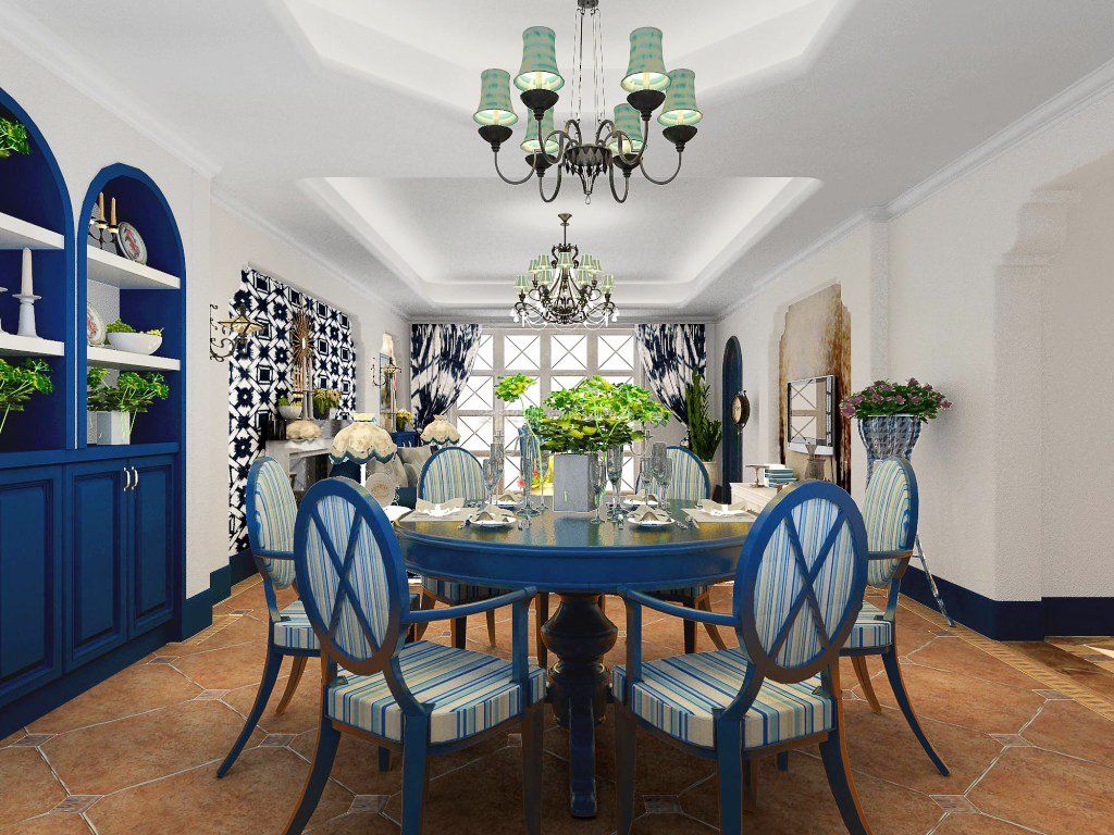 地中海设计风格客厅餐厅装饰装修效果图片