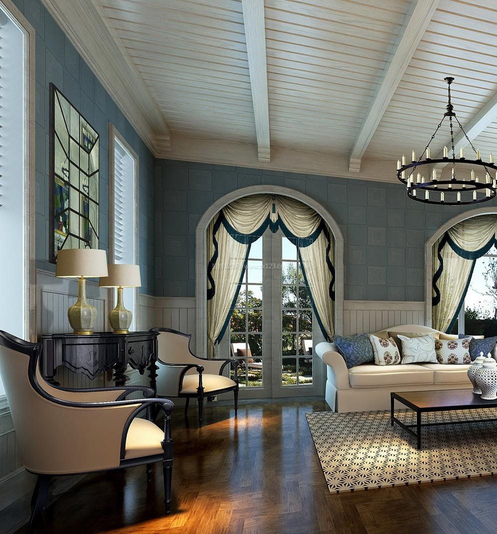 地中海风格设计客厅吊顶装饰效果图